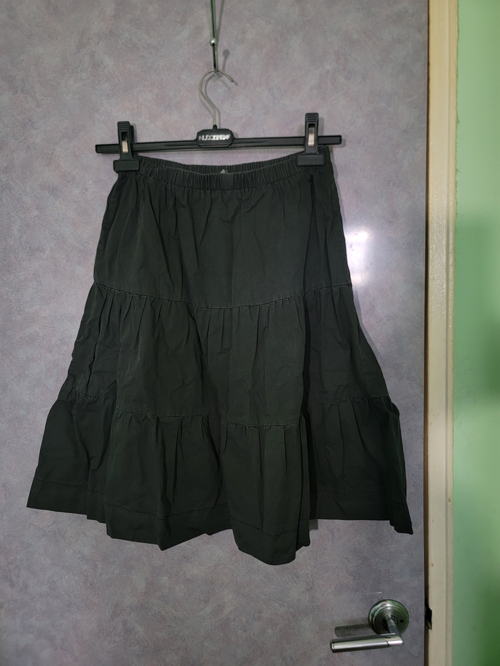 Black Tiered A-Line Skirt with Elastic Waist
